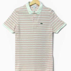 Dusty Pink & White Stripe Classic Polo